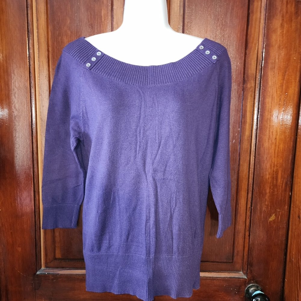 New York & Company Off-the-Shoulder Purple Sweater